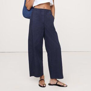 NWT!! Banana Republic Navy Blue Mid Relaxed Wide-Leg Pull-On Crop Painter Pant S